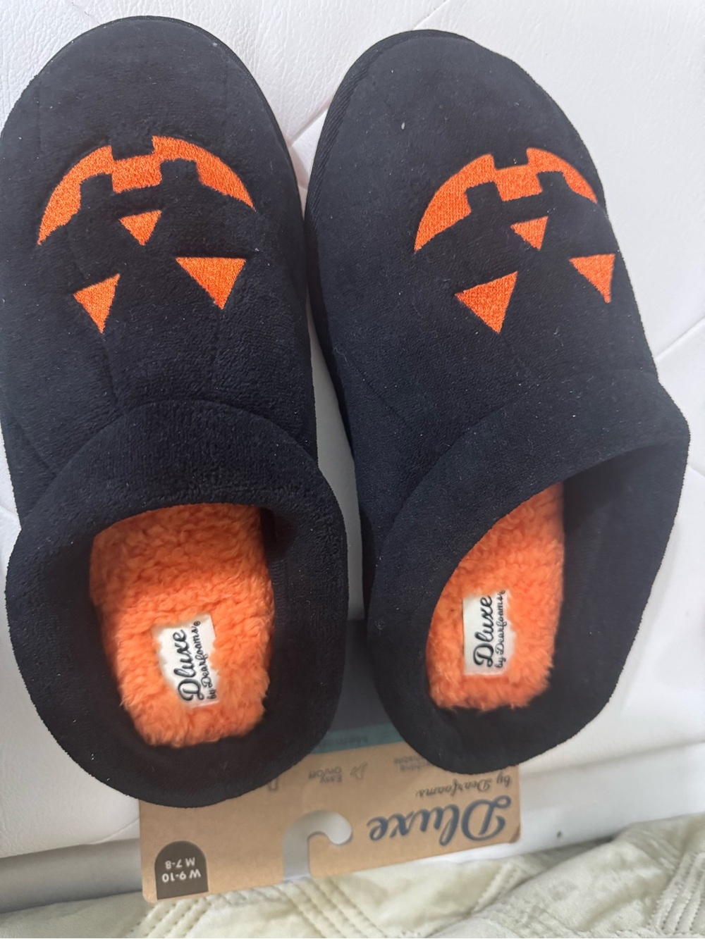 Men’s Black & Orange Plush Footies
